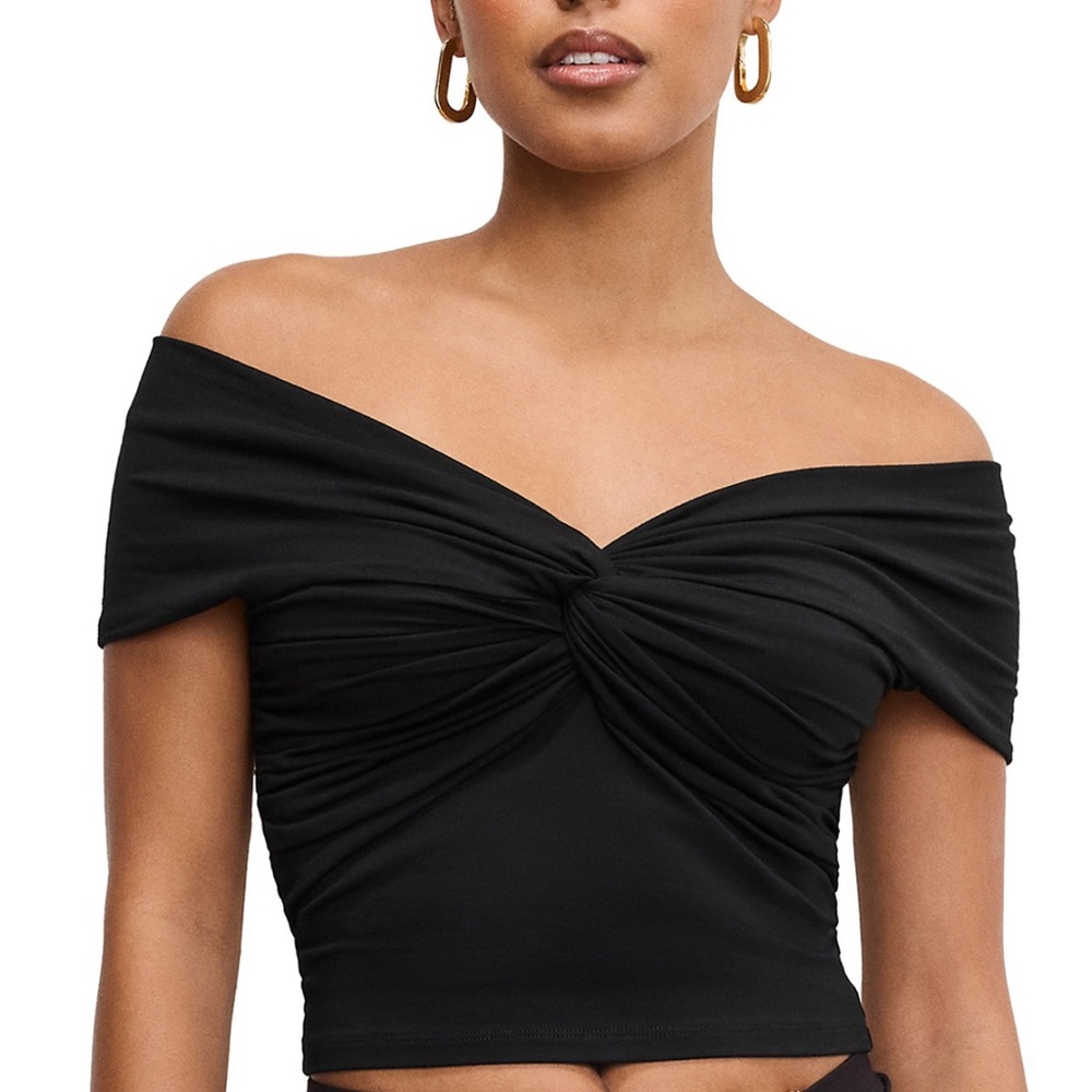 Good American Stretch Jersey Twist Off Top